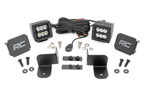 Rough Country - Rough Country Black Series LED Kit 2 in. Spot Rear Facing 13500 Lumens 140 Watts Incl. Wiring Harness Switch Mounting Brackets Hardware - 93082 - Image 1