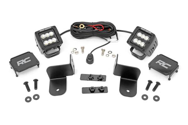 Rough Country - Rough Country Black Series LED Kit 2 in. Flood Rear Facing 13500 Lumens 140 Watts Incl. Wiring Harness Switch Mounting Brackets Hardware - 93083 - Image 1