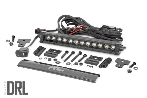 Rough Country - Rough Country LED Bumper Kit 12 in. Front Die Cast Aluminum Housing Premium Wiring Harness w/On/Off Switch 4800 Lumens Of Lighting Power Black Series w/White DRL - 97004 - Image 1