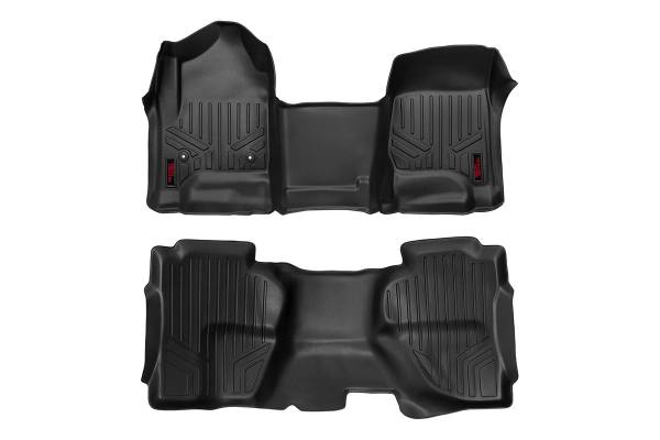 Rough Country - Rough Country Heavy Duty Floor Mats Front And Rear 3 pc. Half Length Floor Console - M-21142 - Image 1