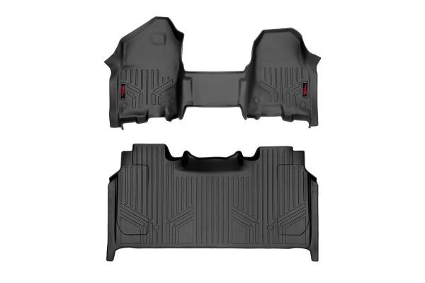 Rough Country - Rough Country Heavy Duty Floor Mats Front / Rear Semi Flexible Made Of Polyethylene Textured Surface Half Console w/Rear Under Seat Storage - M-31420 - Image 1