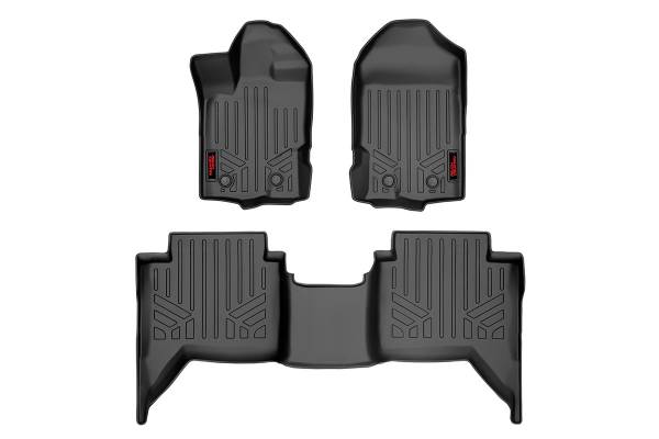 Rough Country - Rough Country Heavy Duty Floor Mats Front/Rear Semi Flexible Black Series Made Of Ultra Durable Polyethylene Textured Surface - M-51002 - Image 1