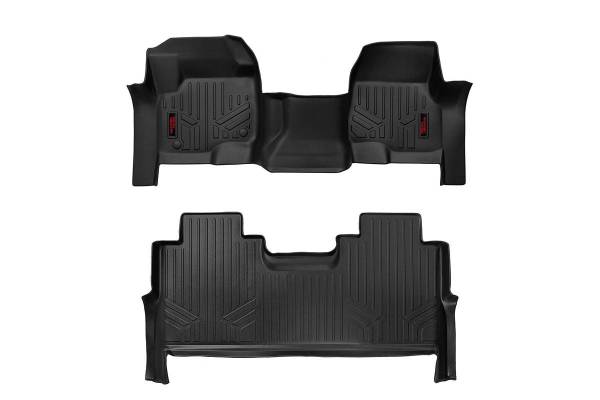 Rough Country - Rough Country Heavy Duty Floor Mats Bench Seat Quick Easy Instalation Spill Saver Lip All Weather Protection Front And Rear - M-51173 - Image 1