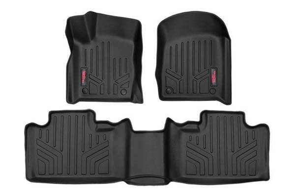 Rough Country - Rough Country Heavy Duty Floor Mats Front / Rear Semi Flexible Made Of Polyethylene Textured Surface w/Factory Hook Style Floormat Connector - M-60300 - Image 1