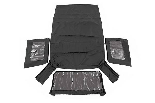 Rough Country - Rough Country Soft Top Black Denim Vinyl Coated Polyester Cotton Leak-Proof Windows Wrinkle-Free Fit Hook/Loop Attachments - RC85570.35 - Image 1