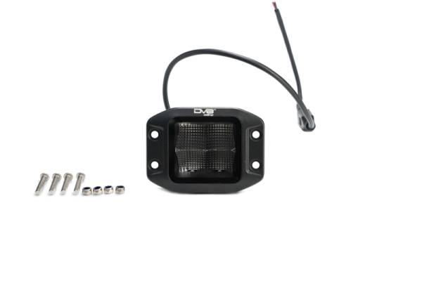 DV8 Offroad - DV8 Offroad UNIVERSAL 3 in. CUBE LED LIGHT WITH FLOOD PATTERN AND FLUSH MOUNT PLATE BUILT IN BE3FMW40W - Image 1