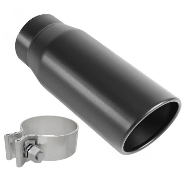 MagnaFlow Exhaust Products - MagnaFlow Tip Black Coated  w/ Clamp Single Wall Round Outlet 4in Diameter 3in Inlet 12in Length - Image 1
