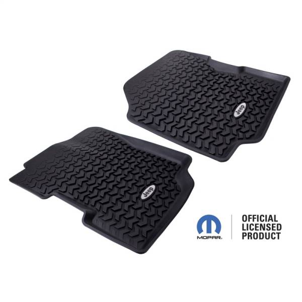 Rugged Ridge - Rugged Ridge All Terrain Floor Liner, Front Pair, Black, Jeep Logo; 76-95 CJ/YJ DMC-12920.22 - Image 1