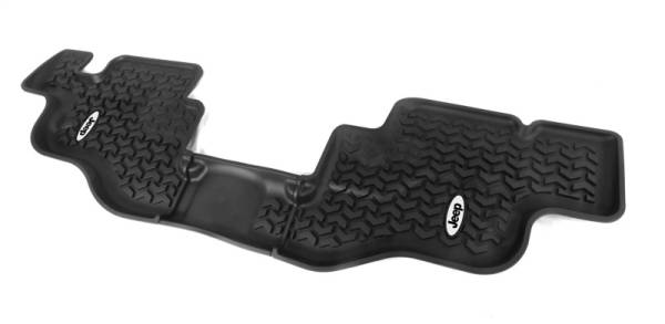 Rugged Ridge - Rugged Ridge All Terrain Floor Liner, Rear, Black, Jeep Logo; 76-95 CJ7/YJ DMC-12950.22 - Image 1