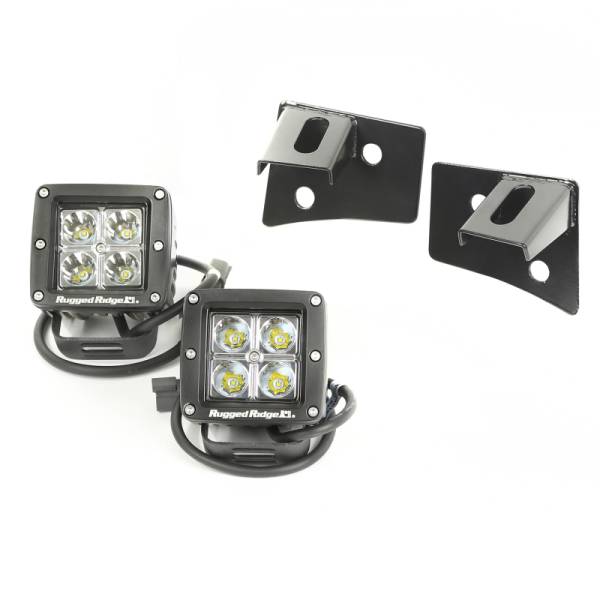 Rugged Ridge - Rugged Ridge Light Kit, Windshield Mounted, Square, Black; 07-18 Wrangler JK 11027.10 - Image 1