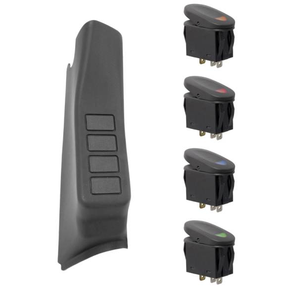 Rugged Ridge - Rugged Ridge Switch Pod Kit, A-Pillar, 4 Switches, Black, RHD; 11-18 Wrangler JK 17235.97 - Image 1