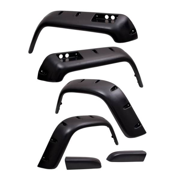 Rugged Ridge - Rugged Ridge All Terrain Fender Flare Kit, 6 inch, 6 Piece; 87-95 Jeep Wrangler YJ 11632.10 - Image 1