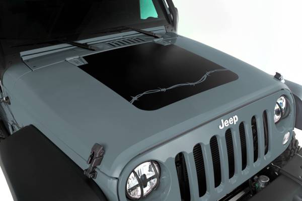 Rugged Ridge - Rugged Ridge This vinyl "Barbed Wire" hood decal from Rugged Ridge fits 07-18 Jeep Wrangler. 12300.12 - Image 1