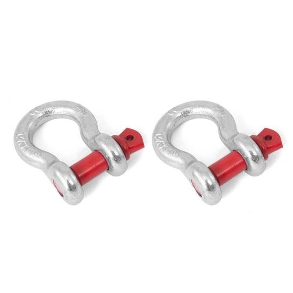 Rugged Ridge - Rugged Ridge D-Ring Shackle Kit, 7/8 inch, Silver with Red pin, Steel, Pair 11235.03 - Image 1