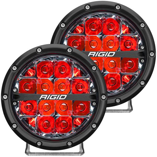 Rigid Industries - Rigid Industries 360-Series 6 Inch Led Off-Road Spot Beam Red Backlight Pair - 36203 - Image 1