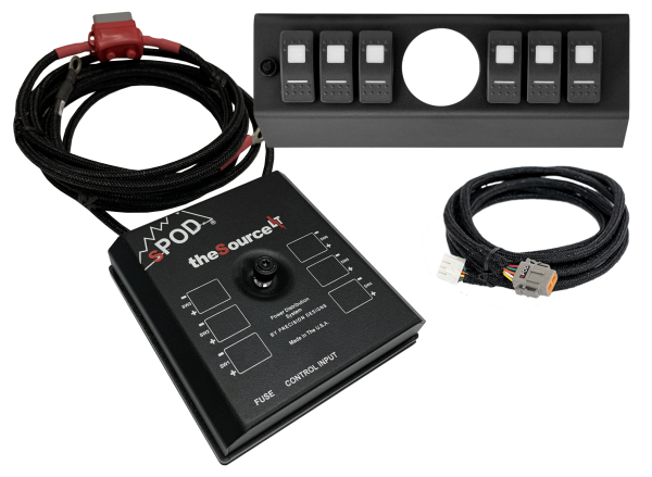 sPOD - sPOD SourceLT w/ Opening (2 1/16 Inch) for AeroForce Gauge and Red LED Switch Panel for JK 2007-2008 - SLAF0708JKR - Image 1