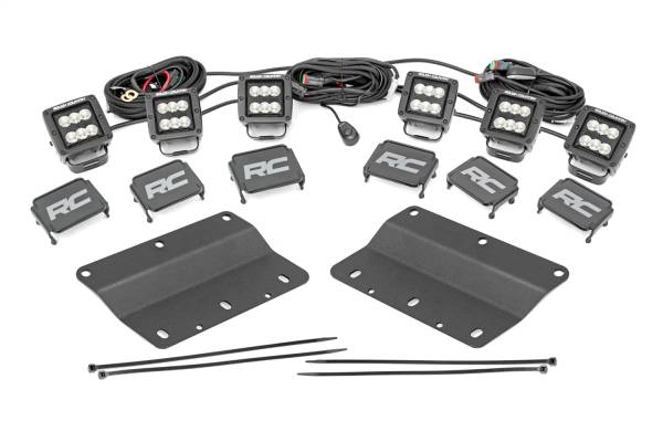 Rough Country - Rough Country LED Fog Light Kit Fog Mount Triple 2 in. Black Pair Flood For Off-Road Only - 51086 - Image 1