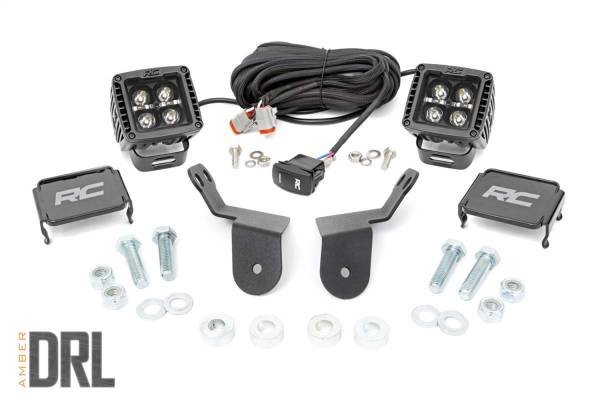 Rough Country - Rough Country Black Series Cube Kit Amber DRL 2 in. LED IP67 Waterproof Die Cast Aluminum Powder Coated Steel Brackets Includes Installation Instructions - 92021 - Image 1