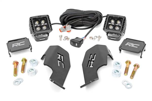 Rough Country - Rough Country Black Series LED Kit Dual LED Cube Kit Incl. 2 LED Cubes Wiring Harness Hardware w/Cool White DRL - 92034 - Image 1