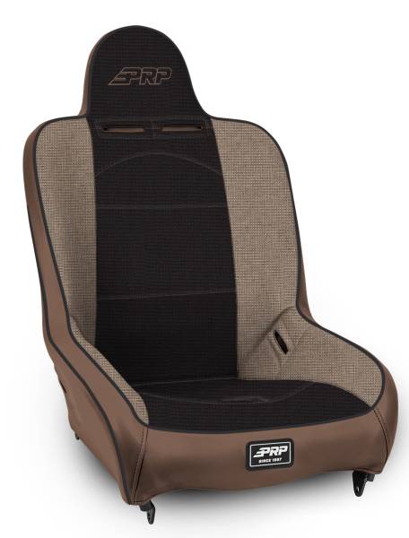PRP Seats - PRP Premier High Back Suspension Seat (Two Neck Slots) - Tan / Black - A100110-64 - Image 1
