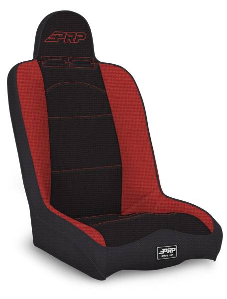 PRP Seats - PRP Daily Driver High Back Suspension Seat (Two Neck Slots) - Black/Red - A140110-72 - Image 1