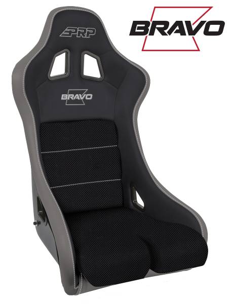 PRP Seats - PRP Bravo Composite Seat- Black/Grey (PRP Silver Outline/Bravo Silver- Silver Stitching) - A4502-203 - Image 1