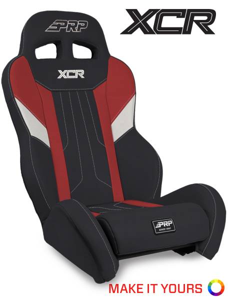 PRP Seats - PRP Polaris RZR S 900/XP 1000 XCR Suspension Seat Black w/ Red Stitch - A8001-POR1K - Image 1