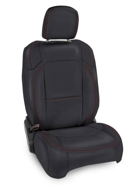 PRP Seats - PRP 2018+ Jeep Wrangler JL/2 Door/ Non-Rubicon Front Seat Covers (Pair) - Black w/ Red Stitching - B037-01 - Image 1