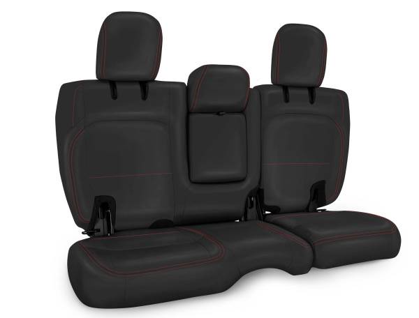 PRP Seats - PRP 2018+ Jeep Wrangler JLU/4 Door Rear Bench Cover w/ Leather Interior - Black w/ Red Stitching - B044-01 - Image 1