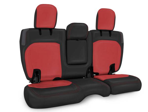 PRP Seats - PRP 2018+ Jeep Wrangler JLU/4 door Rear Bench Cover with Leather Interior - Black/Red - B044-05 - Image 1
