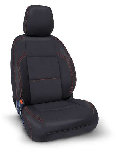 PRP Seats - PRP 2016+ Toyota Tacoma Front Seat Covers (Pair) - Black with Red Stitching - B053-01 - Image 1