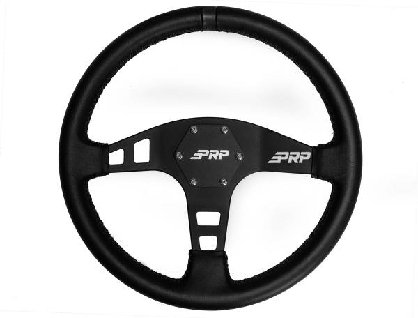 PRP Seats - PRP Flat Leather Steering Wheel- Black - G210 - Image 1