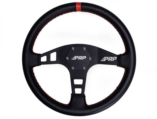 PRP Seats - PRP Flat Leather Steering Wheel- Red - G213 - Image 1