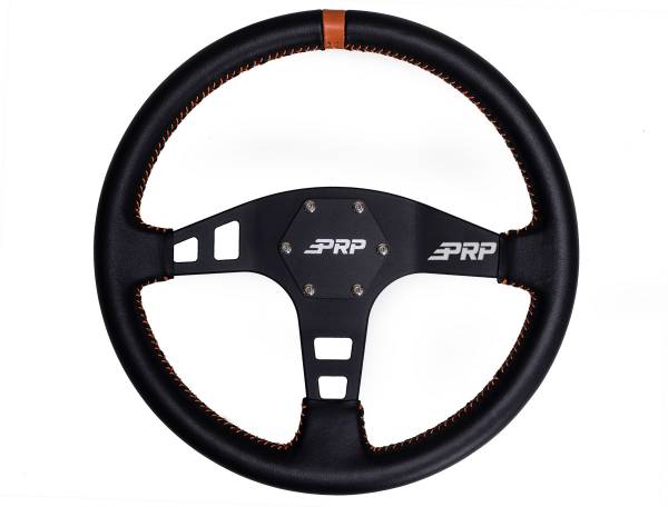 PRP Seats - PRP Flat Leather Steering Wheel- Orange - G214 - Image 1