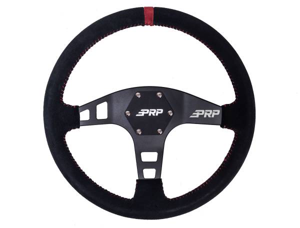 PRP Seats - PRP Flat Suede Steering Wheel- Red - G223 - Image 1