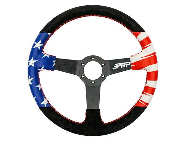 PRP Seats - PRP Suede New Glory Deep Dish Steering Wheel  - Black/Red/White/Blue - G245 - Image 1