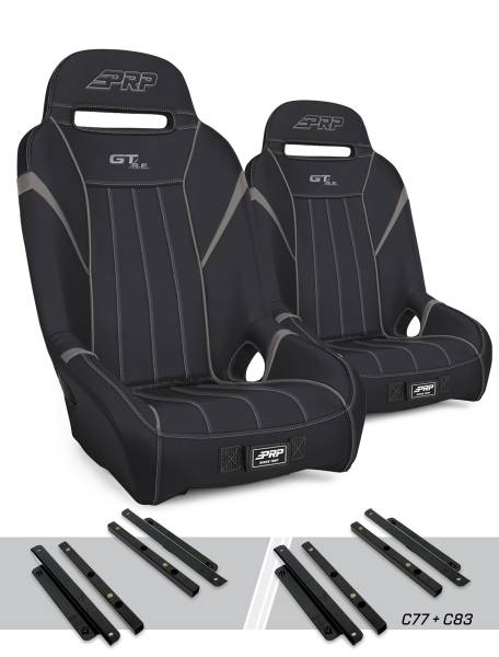 PRP Seats - PRP GT/S.E. Suspension Seats Kit for Polaris General, RZR S 900, 900 Trail, Trail, XP 1000, Turbo, Turbo S, RS1 (Pair), Black & Gray - A5701-PORXP-C83-203 - Image 1