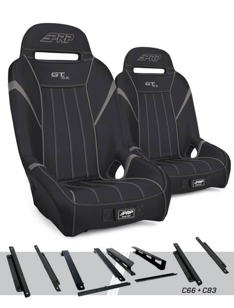 PRP Seats - PRP GT/S.E. Suspension Seats Kit for Honda Talon (Pair), Black & Gray - A5701-PORXP-C66-203 - Image 1