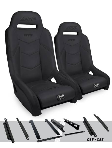 PRP Seats - PRP GT3 Suspension Seats Kit for Honda Talon (Pair), Black - A7301-PORXP-C66-201 - Image 1