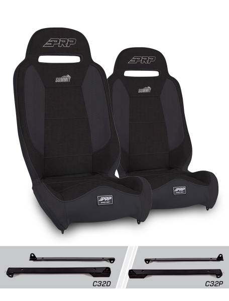 PRP Seats - PRP Summit Elite Suspension Seat, Kit for Jeep Wrangler CJ7/YJ (Pair), Black - A9301-C32-50 - Image 1