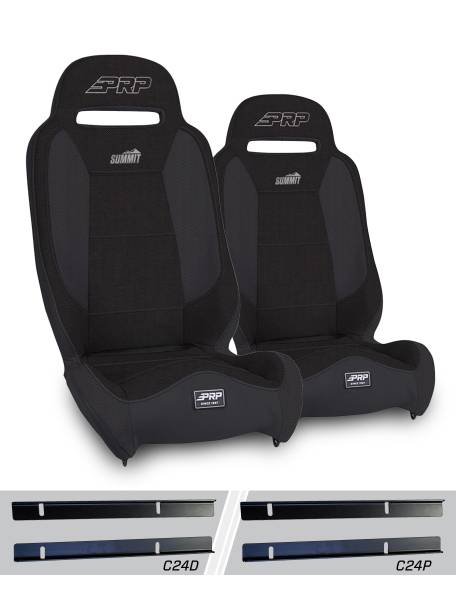 PRP Seats - PRP Summit Elite Suspension Seat, Kit for 03-06 Jeep Wrangler TJ (Pair), Black - A9301-C24-50 - Image 1