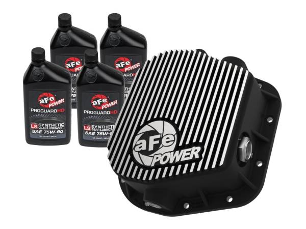 aFe Power - aFe Power Pro Series Differential Cover Black w/ Machined Fins & Gear Oil Ford F-150 97-23 (9.75-12) - 46-70152-WL - Image 1