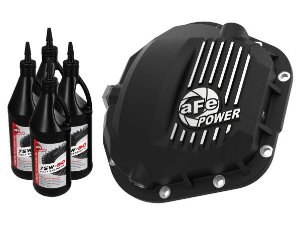 aFe Power - aFe Power Pro Series Rear Differential Cover Kit Black w/ Machined Fins & Gear Oil Ford F-250/F-350/Excursion 99-16 V8-7.3L/6.0L/6.4L/6.7L (td) - 46-70082-WL - Image 1