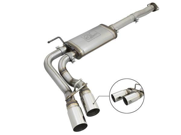 aFe Power - aFe Power Rebel Series 3 IN Cat-Back Exhaust System w/ Dual Mid-Side Exit Polished Tips Toyota Tacoma 05-15 V6-4.0L - 49-46033-P - Image 1