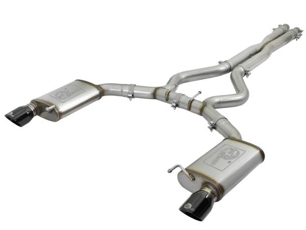 aFe Power - aFe Power MACH Force-Xp 3 IN 304 Stainless Steel Cat-Back Exhaust System w/Black Tip Ford Mustang GT 15-17 V8-5.0L/V6-3.7L - 49-33072-1B - Image 1