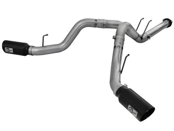 aFe Power - aFe Power Large Bore-HD 4 IN 409 Stainless Steel DPF-Back Exhaust System w/Black Tip Ford Diesel Trucks 11-14 V8-6.7L (td) - 49-43065-B - Image 1