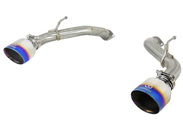 aFe Power - aFe Power Takeda 2-1/2 IN 304 Stainless Steel Axle-Back Exhaust System w/Blue Flame Tips Infiniti Q50 16-23 V6-3.0L (tt) - 49-36130NM-L - Image 1