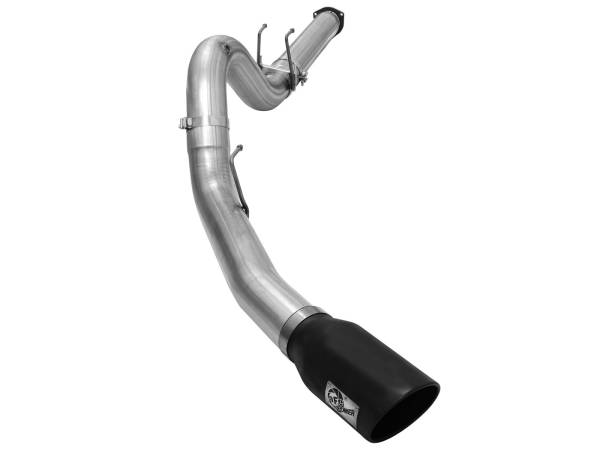aFe Power - aFe Power Large Bore-HD 5 IN 409 Stainless Steel DPF-Back Exhaust System w/Black Tip Ford Diesel Trucks 15-16 V8-6.7L (td) - 49-43064-B - Image 1