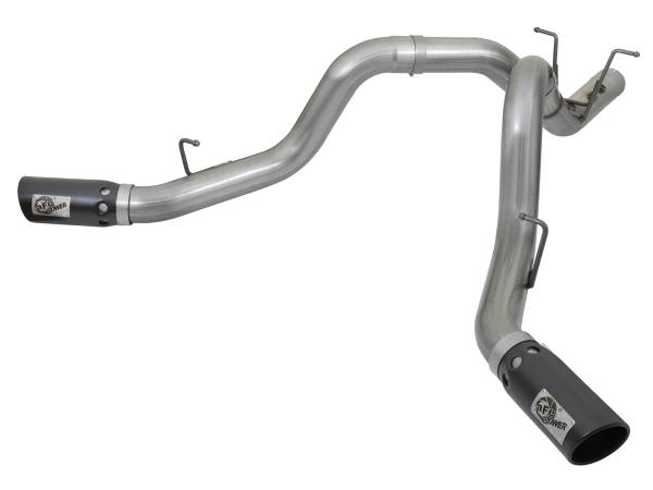 aFe Power - aFe Power Large Bore-HD 4 IN 409 Stainless Steel DPF-Back Exhaust System w/Dual Black Tips GM Diesel Trucks 17-19 V8-6.6L (td) L5P - 49-44086-B - Image 1