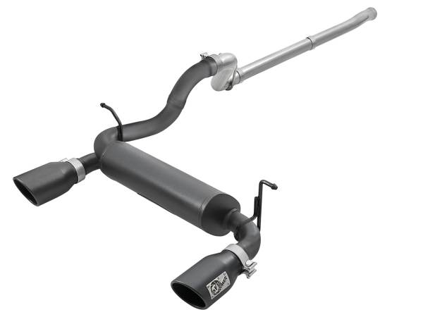 aFe Power - aFe Power Rebel Series 2-1/2 IN 409 Stainless Steel Cat-Back Exhaust w/ Black Tip Jeep Wrangler (JL) 18-23 V6-3.6L - 49-48076-B - Image 1